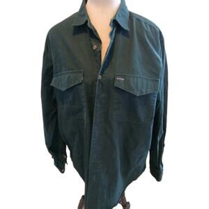 Vintage Patagonia Shirt Men Green Button Up Canvas Workwear 90s Flip Cuff Medium